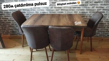 2 el metbex mebelleri: Mətbəx üçün, Yeni, Açılan, Dördbucaq masa, 4 stul