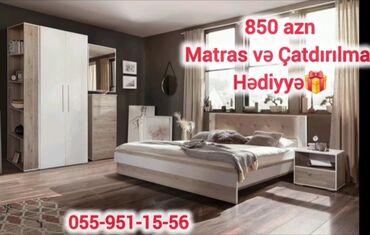 Yataq otağı dəstləri: 2 təknəfərlik çarpayı, Dolab, Komod, Termo, Azərbaycan, Yeni — 15
