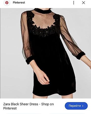 zar: Черное мини‑платье Zara с полупрозрачным верхом в отличном состоянии — 1