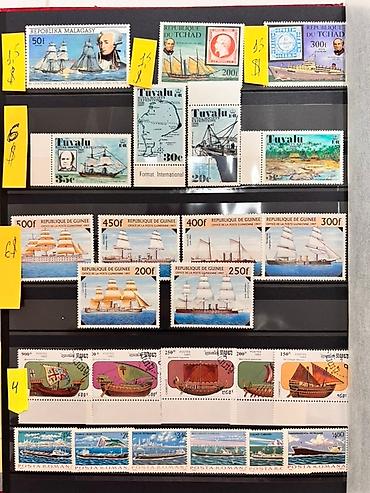 Марки: Коллекция почтовых марок с изображениями автомобилей и кораблей разных — 5