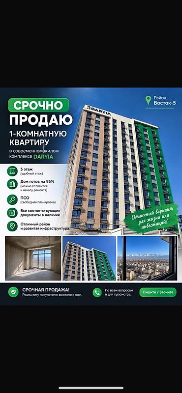 1 комнатная квартира прадаю: 1 комната, 46 м², Восток-5 мкр Элитка, 5 этаж, ПСО (под самоотделку) — 1
