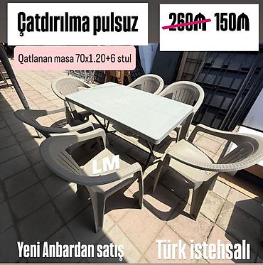 Yeni Plastik masa dəsti📌 Türk istehsalı masa+6 stul 📌 Qiymət: 150₼ lalafo.az -da Yeni Plastik masa dəsti📌 Türk istehsalı masa+6 stul 📌 Qiymət: 150₼