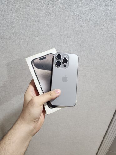 Apple iPhone: IPhone 15 Pro, 128 GB, Natural Titanium, Simsiz şarj, Face ID, Sənədlərlə — 1