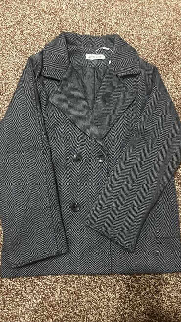 loreta пальто: Женское укороченное пальто - Цвет: серый меланж с рисунком «ёлочка»