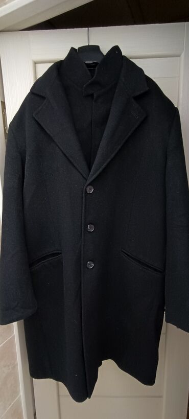 Мужское пальто с подкладом, до колен цвет: черный размер:60