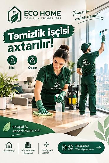 qapilar gence: Təmizlik | Ofislər, Mənzillər, Evlər | Ümumi təmizlik, Gündəlik təmizlik, Təmirdən sonra təmizlik — 1