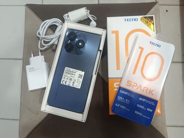 xarab telefon aliram: Tecno Spark 10 5G, 128 GB, rəng - Göy, Düyməli, Barmaq izi, Face ID