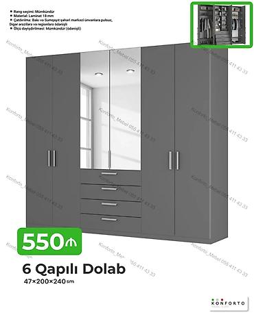Dolablar: 6 qapılı paltar dolabı — 47×200×240 sm - Material: 18 mm laminat - — 1