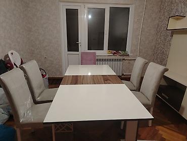 Mebel: Qonaq otağı üçün, İşlənmiş, Açılan, Dördbucaq masa, 8 stul — 7