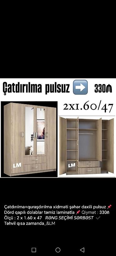 2 m: Məhsul: Geyim dolabı – Seçimlər: • 3 qapılı dolab – ön hissədə — 1