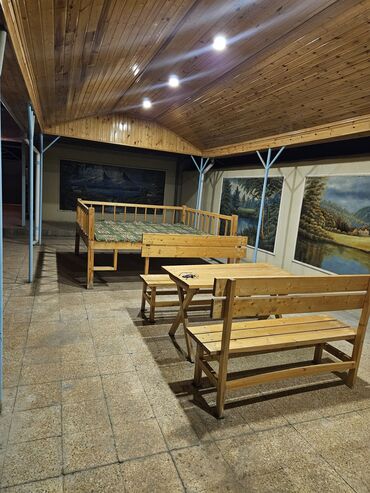 bag ucun yelencekler: Bağ/veranda üçün taxta mebel dəsti - Material: tam ağac (şam kimi