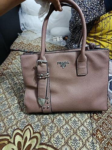 Сумкалар: Сумка-тоут Prada Milano, пудрово-розовый цвет. - Фактурная кожа с — 2