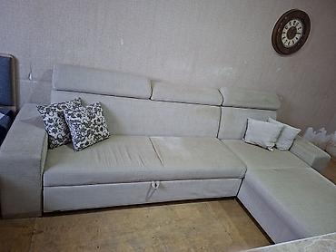 açılan çarpayı: Bej rəngli L‑şəkilli künc divan - Rahat dizayn: Geniş oturacaq — 1
