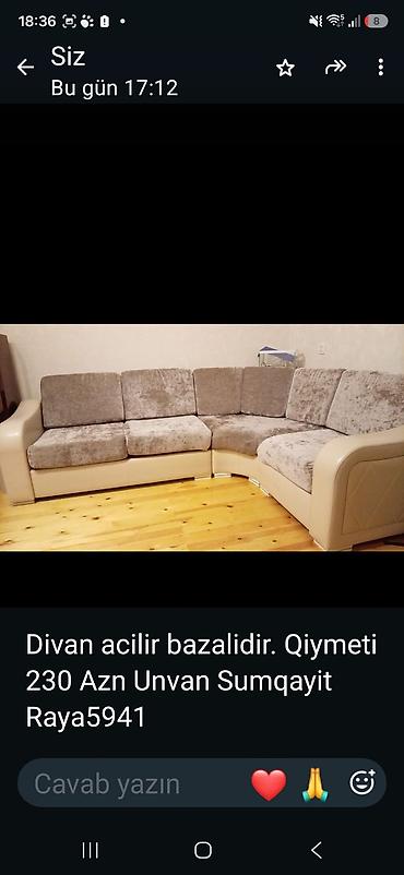 suni guller: Künc divanı – açılır və bazalı model. - Forma: L‑şəkilli künc divan - — 1
