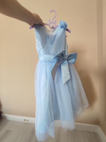 праздничные платья для полных: Детское платье, цвет - Голубой, Новый