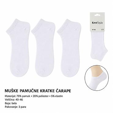KMT Muške pamučne kratke čarape – 3 para - Brend: Kmt Style -