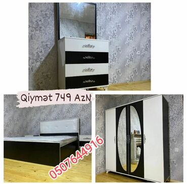 Yataq otağı dəstləri: İkinəfərlik çarpayı, Dolab, Termo, 2 tumba, Azərbaycan, Yeni — 17