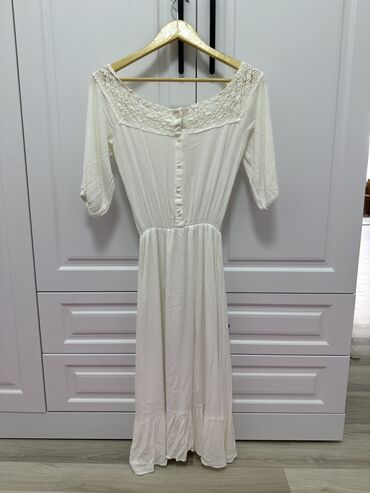 белое платье: Повседневное платье, Миди, S (EU 36)