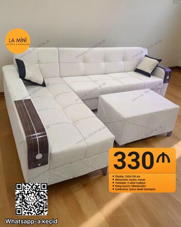 hasar ustu jaluz: LA Mini künc divan dəsti - Ölçü: 240 x 150 sm - Mexanizm: açılan
