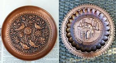 Stare vaze i dekor: Vtg bakarni tanjir bogato ukrašen pticama i cvećem 1920. Cena za komad — 1