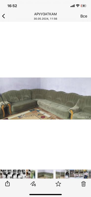 мебел продаю: Бурчтук диван, түсү - Жашыл, Колдонулган