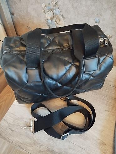 deri çanta: Qara quilted dizaynlı çanta - Material: parıltılı effektli süni dəri — 2