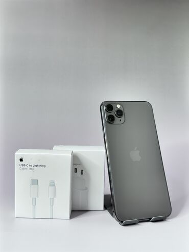 айфон теле: IPhone 11 Pro Max, Колдонулган, 64 ГБ, Күмүш, Заряддоочу түзүлүш, Коргоочу айнек, Каптама, Бөлүп төлөө менен, 71 %