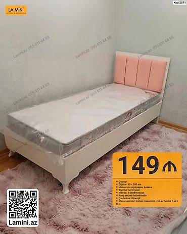 Ev üçün mebel: - Məhsul: Tək nəfərlik çarpayı - Ölçü: 90 × 200 sm - Mexanizm — 1