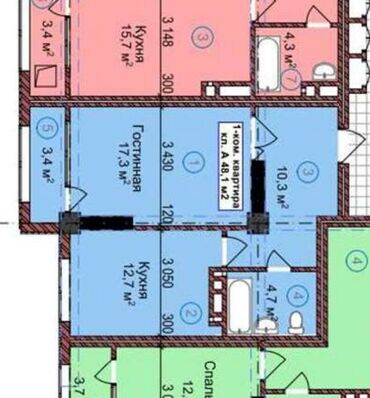 дома в комсомольском: 1 комната, 48 м², Элитка, 9 этаж, ПСО (под самоотделку)