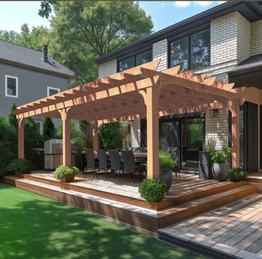 деталировка мебели: Taxta konstruksiyalı pergola açıq havada istirahət sahələri üçün ideal