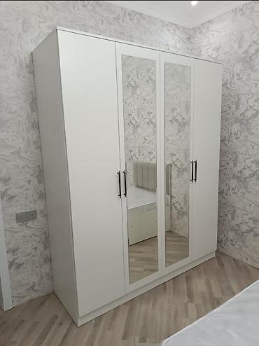 Yeni, 4 qapılı, Güzgülü, Ağ, Açılan, Düz dolab — 1