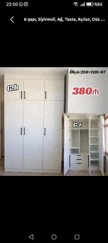 madera mebel: Yeni, 4 qapılı, Siyirməli, Ağ, Taxta, Açılan, Düz dolab — 1