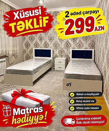 İki ədəd tək nəfərlik çarpayı dəsti Xüsusi təklif: 2 ədəd çarpayı –