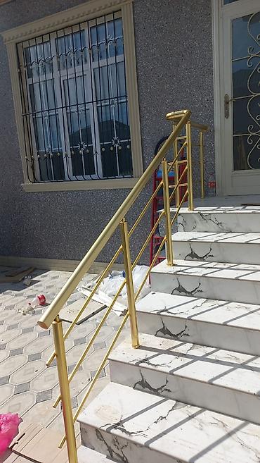 Qızılı rəngli metal pilləkən məhəccəri - Material: paslanmayan polad