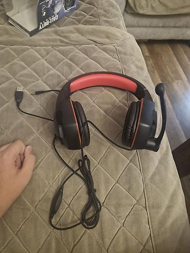 микрофон для компьютера: Oyun qulaqlığı və mikrofonu olan simli headset - Rəng: qara/qırmızı - — 3