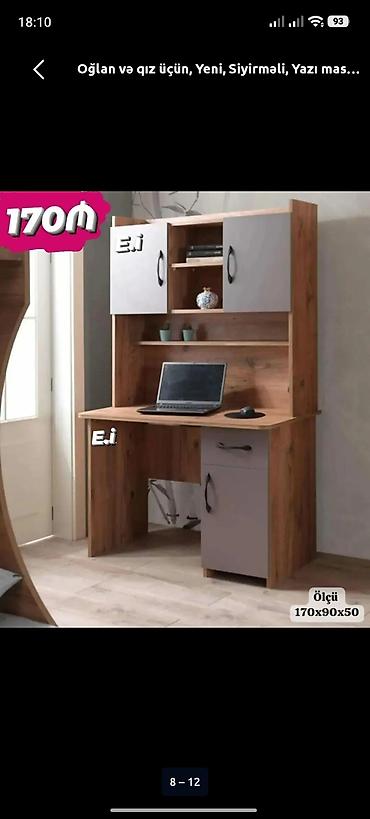 ofis stulları: Yazı/kompüter masası – üst dolablı və rəflərlə - Ölçü: 170 x 90 x 50 — 1