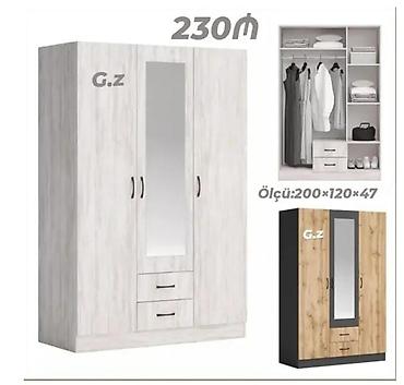 dehlız dolabı: Üç qapılı geyim dolabı – güzgülü model - Ölçü: 200 × 120 × 47 sm — 1