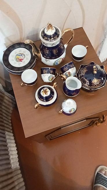 b çay servizi var: Çay dəsti, rəng - Göy, Farfor, Bohemia, 6 nəfərlik, Çexiya — 1