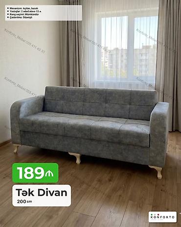 Tək divan – 200 sm - Mexanizm: açılan, bazalı (yuxarıdan qaldırılan