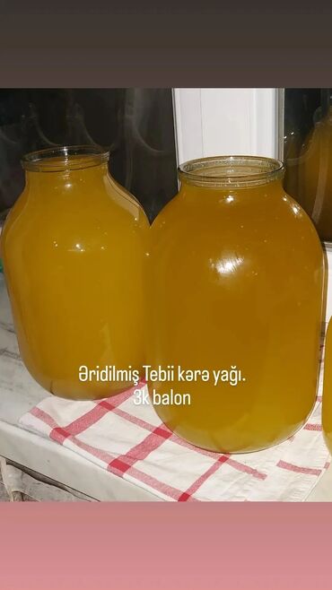 Qatıq: Əridilmiş təbii kərə yağı – 3 kq-lıq balon. Xüsusiyyətlər: - Saf