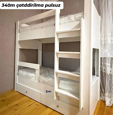 Ağ rəngli iki mərtəbəli uşaq çarpayısı - Material: MDF/taxta