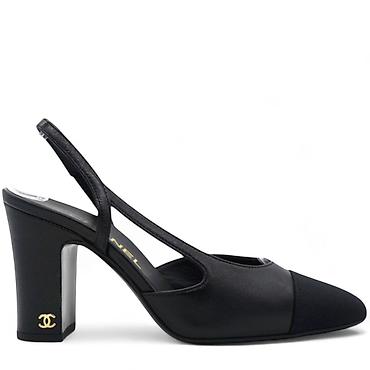 chanel кросовки: Туфли-слингбэки Chanel, черные - Классическая модель с открытой — 1
