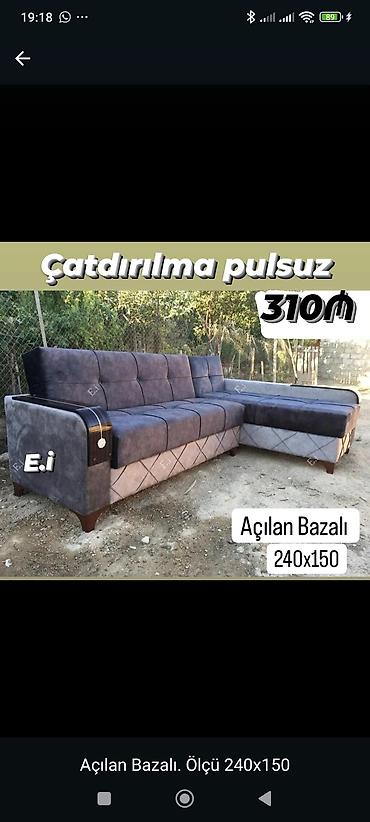 Açılan-bazalı künc divan - Ölçü: 240 x 150 sm - Mexanizm: açılan