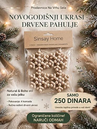 dekor blace: Novogodišnji ukrasi – drvene pahulje za jelku, u natural/boho stilu — 1