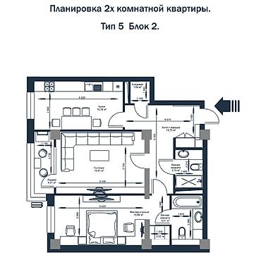 Продажа квартир: 2 комнаты, 83 м², Элитка, 13 этаж, Готовая ПСО (под самоотделку) — 9