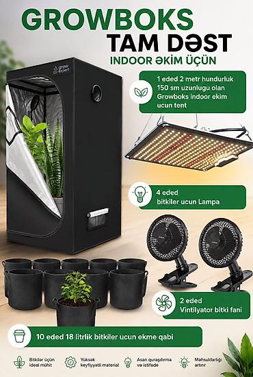 GROWBOKS Tam Dəst – indoor əkim üçün komplekt işlənmişdir Dəstın