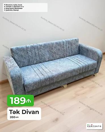 Divanlar: Tək divan – 200 sm - Mexanizm: açılan, bazalı (yataq funksiyası və — 1