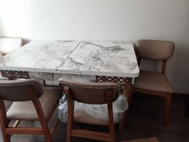 ev üçün stol stul: Qonaq otağı üçün, Yeni, Açılan, Kvadrat masa, 4 stul, Azərbaycan