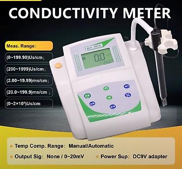 distille su: Laboratoriya keçiriciliyi ölçmə cihazı. Mikrokompüter Model: DDS-307A — 3