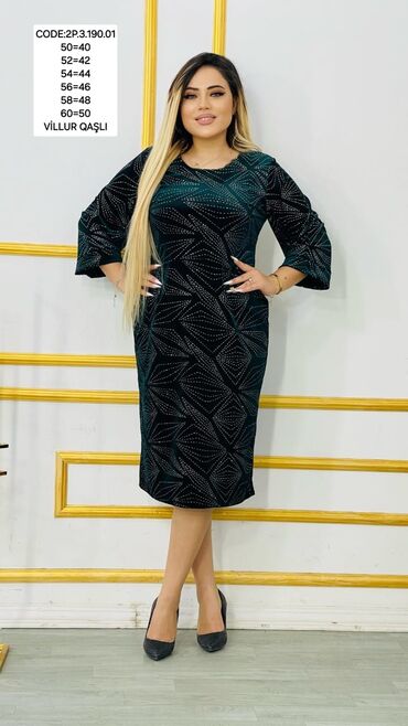 Kokteyl donlar: Qadin ziyafet geyimleri donlari Boyuk beden 50,52,54,56,58,60 razmer — 11